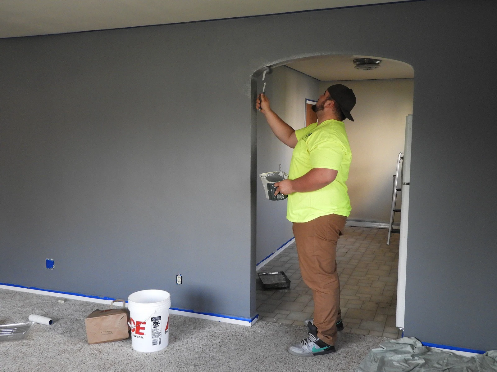 Interior painting photographed during the work.