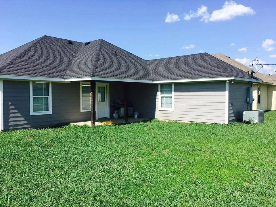 The roof and rear exterior of a home.